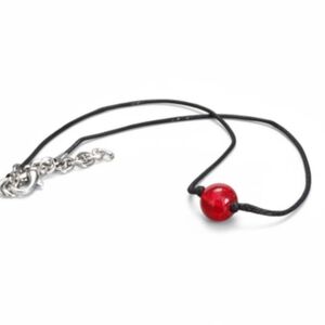 NWT Gorgeous Red Crackle Glass Bead On Black Cord Choker Necklace!!